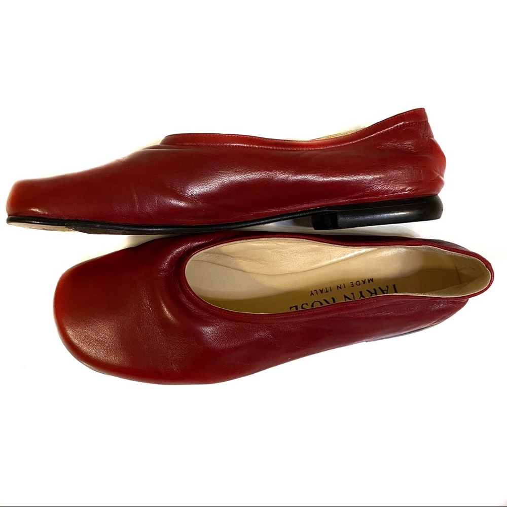 Taryn Rose Red Ballet Flats Italian Leather Italy